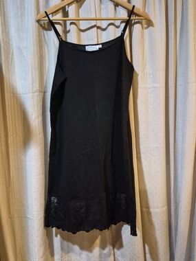 Grace & Lace Black Lace Trim Dress Extender Full Slip Size L